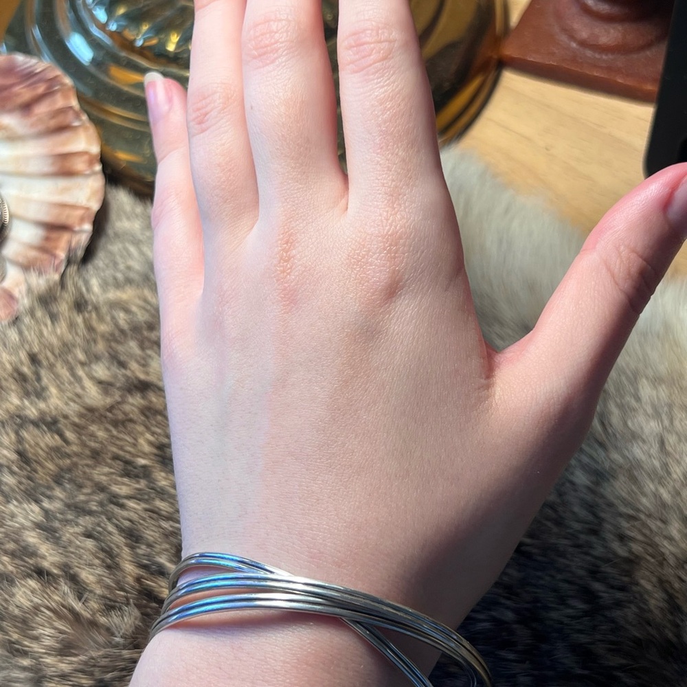 Sterling Silver Triple Interlocking Bracelet - image 3